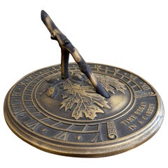 Iron Faux Bois Garden Sundial With Acorns and Oak Leaves Time Began in a Garden