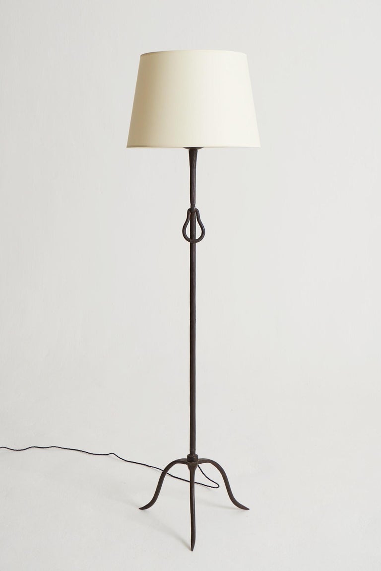Mid-Century Modern Iron Floor Lamp Att. to Jean Touret for Atelier Marolles