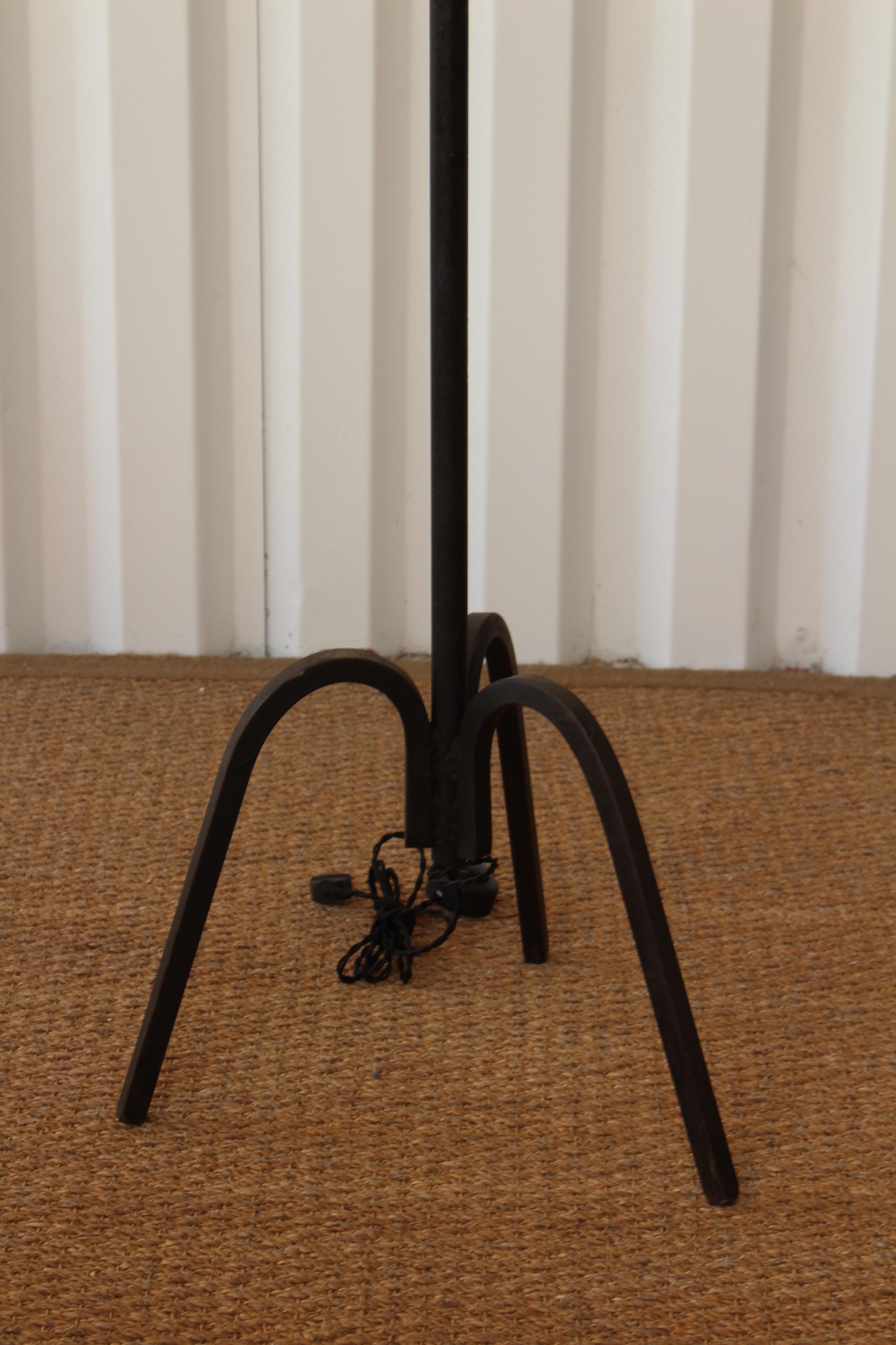 Mid-Century Modern Iron Floor Lamp in the Style of Jean Royère, France, 1950s