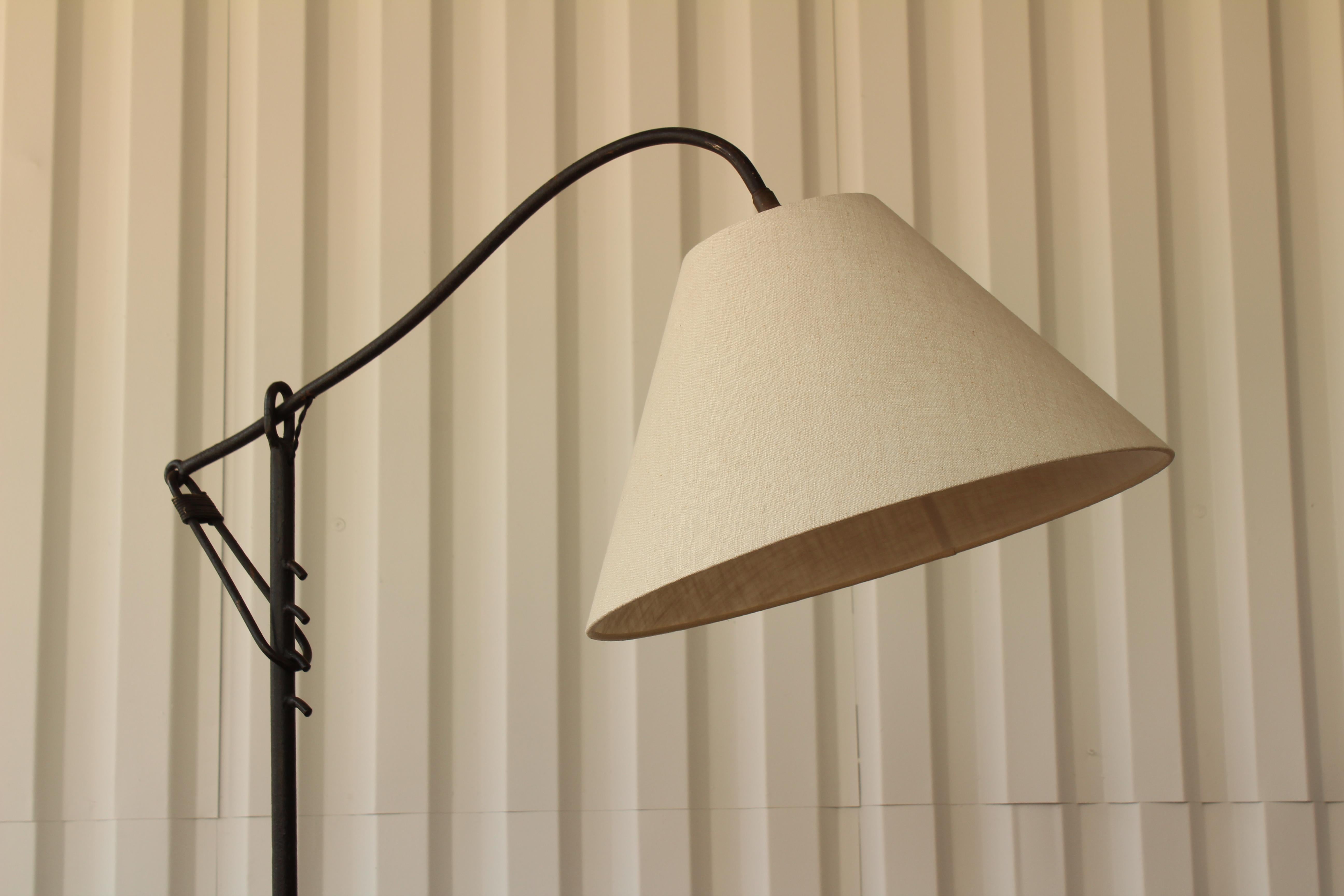 French Iron Floor Lamp in the Style of Jean Royère, France, 1950s