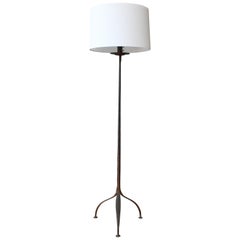 Iron Floor Lamp with Etched Details, 1950s, Spain