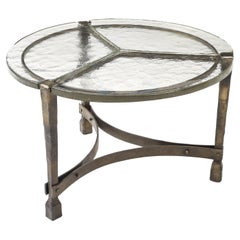 Iron Forged Coffee Table with Cast Glass Top in Three Pieces, Germany, 1980’s