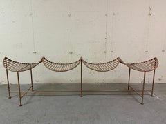 Iron Four-Seat Bench Powder-coated in Taupe
