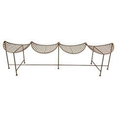 Iron Four-Seat Bench Powder-coated in Taupe