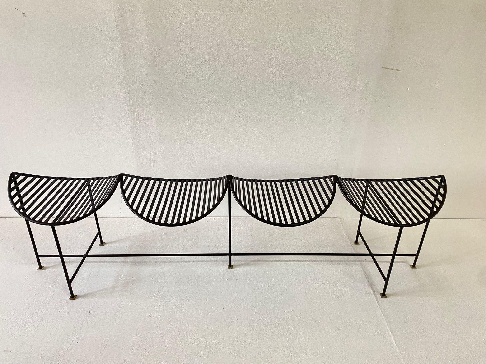 Powder-Coated Iron Four-Seat Powder-coated Bench For Sale
