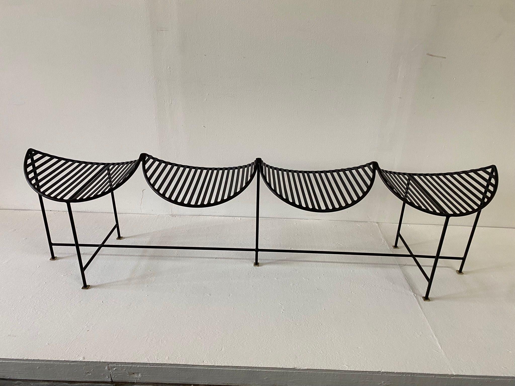 Iron Four-Seat Powder-coated Bench In Good Condition For Sale In East Hampton, NY
