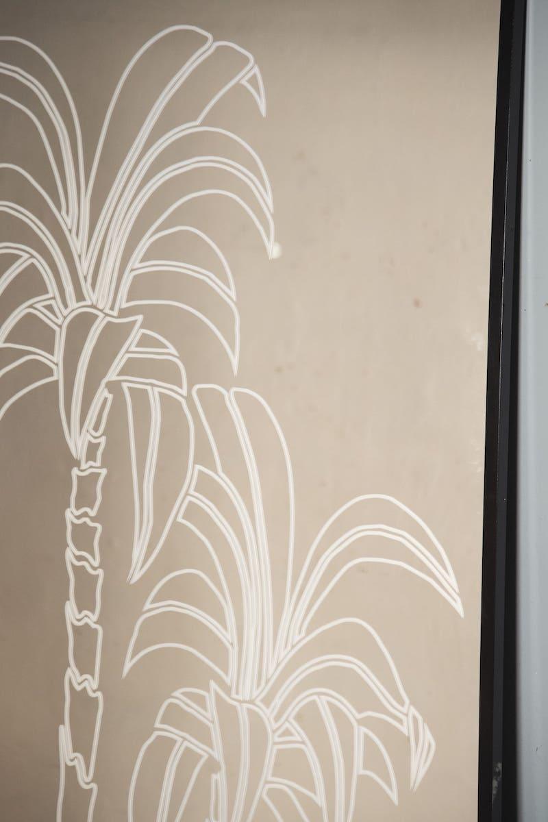 XXIe siècle et contemporain Miroir à cadre en fer, Miroir Smoke and Palms en vente