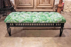 Iron-Framed Bench Upholstered with Christopher Farr Fabric