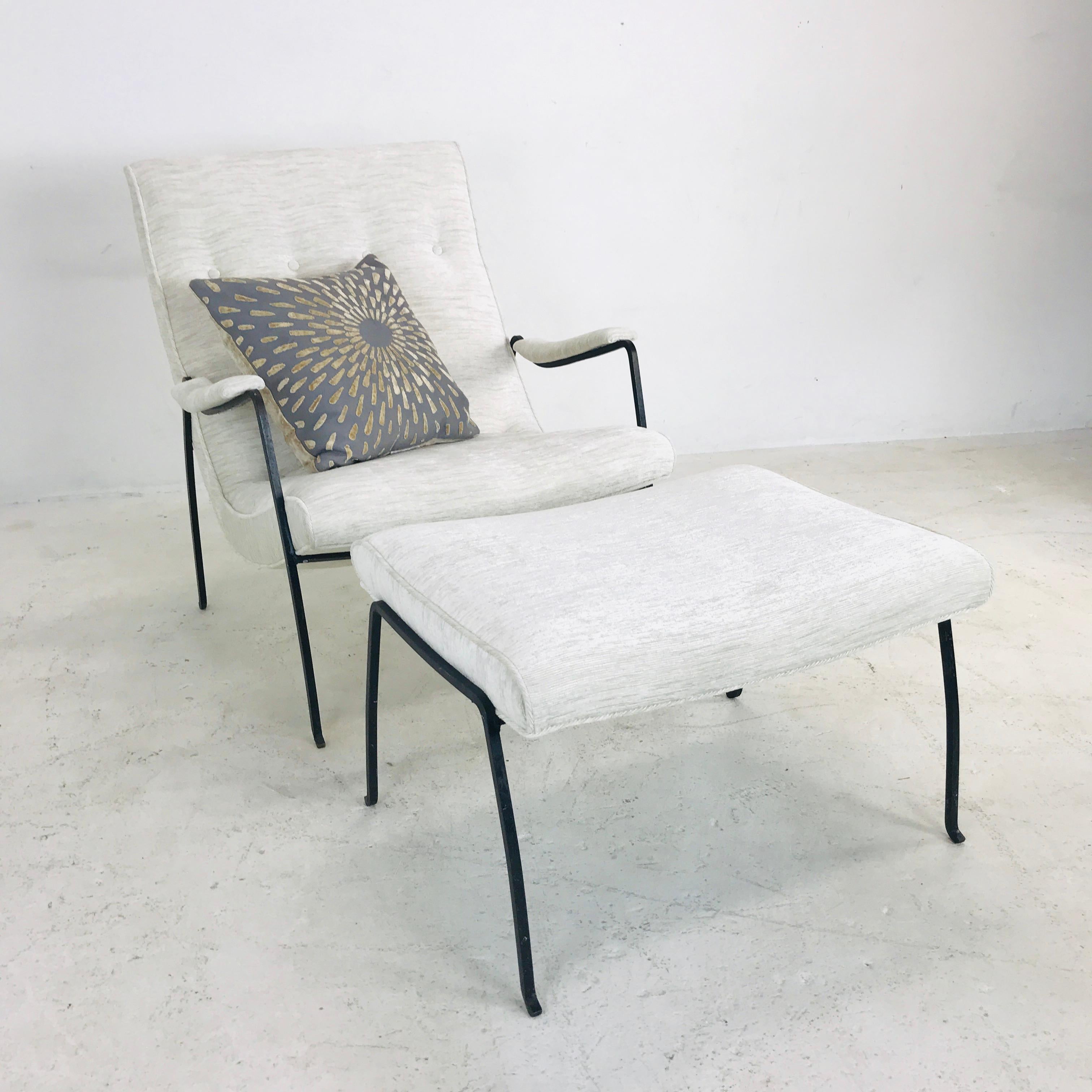 American Iron Framed Lounge Chair and Ottoman by Milo Baughman for Pacifica Iron Works