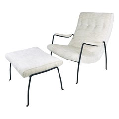 Iron Framed Lounge Chair and Ottoman by Milo Baughman for Pacifica Iron Works