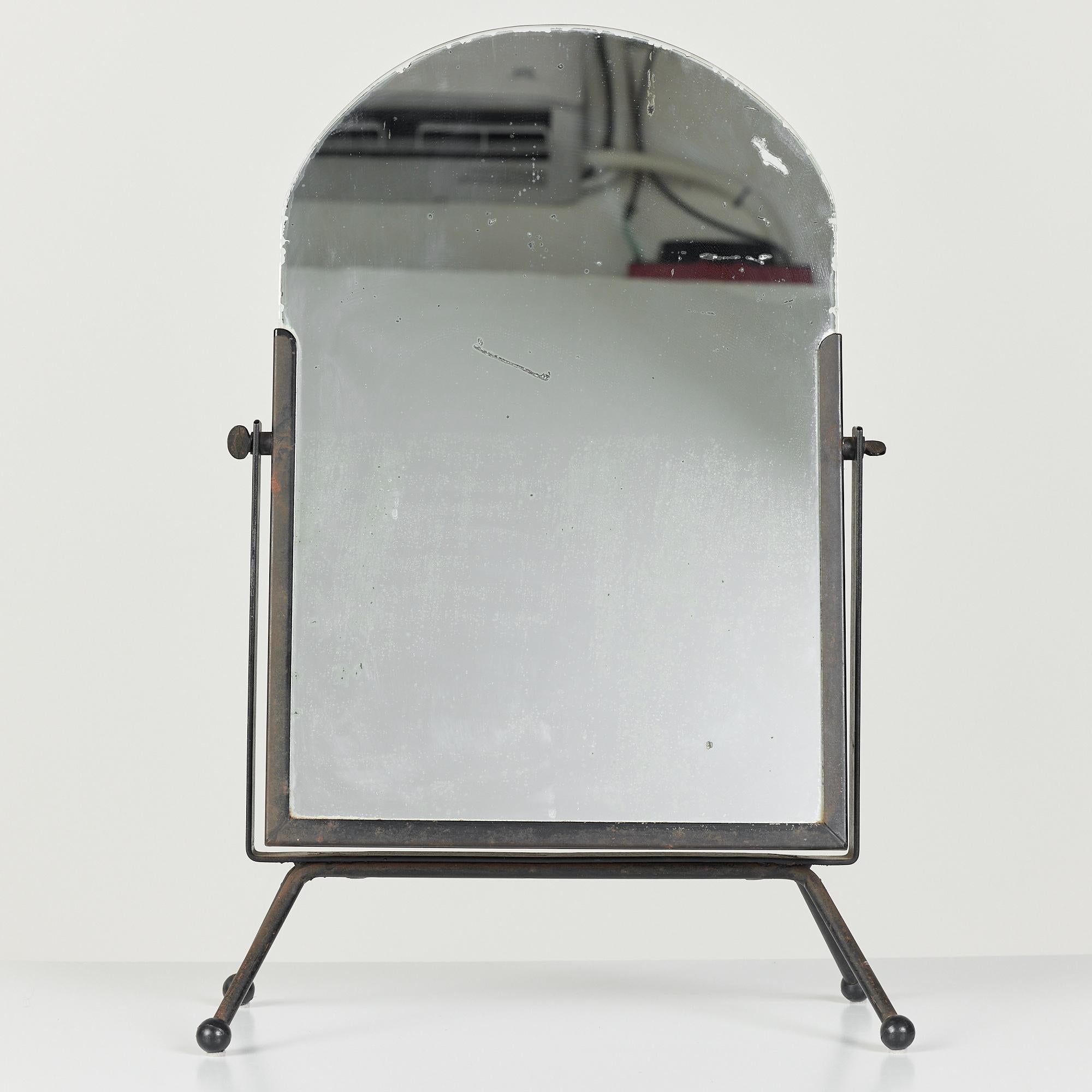 Mid-Century Modern Iron Free Standing Vanity Mirror For Sale