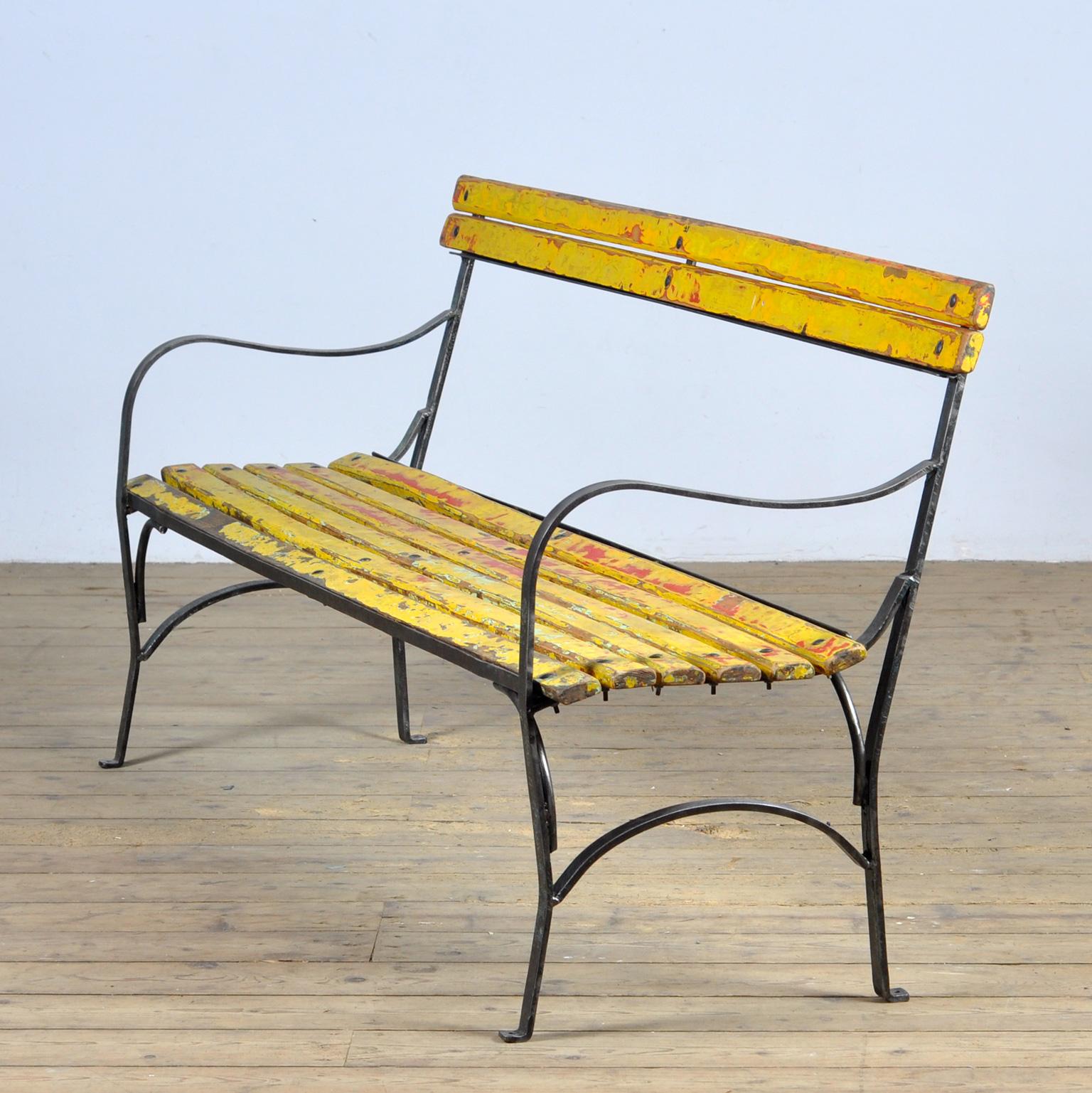 Hungarian Iron Garden Bench 1930s For Sale