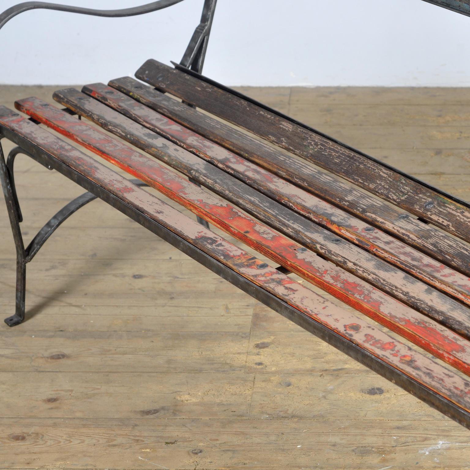 Hungarian Iron Garden Bench 1930s For Sale