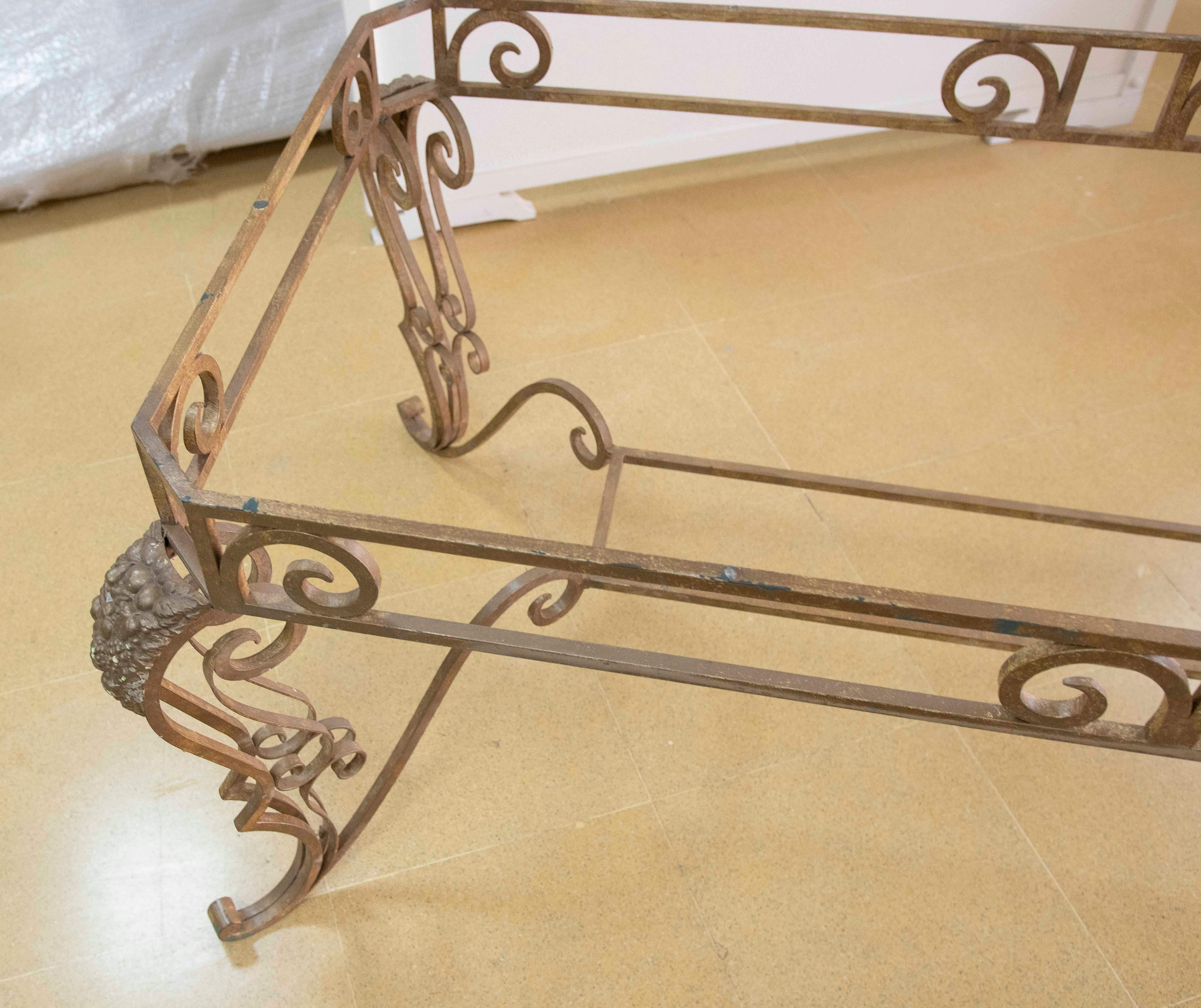 Base de table de jardin en fer avec décoration de raisins et plantes d'angle en vente 4