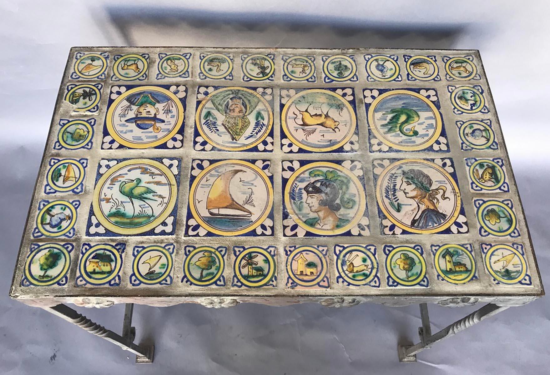 Iron Garden Table with Glazed Tile Top 2