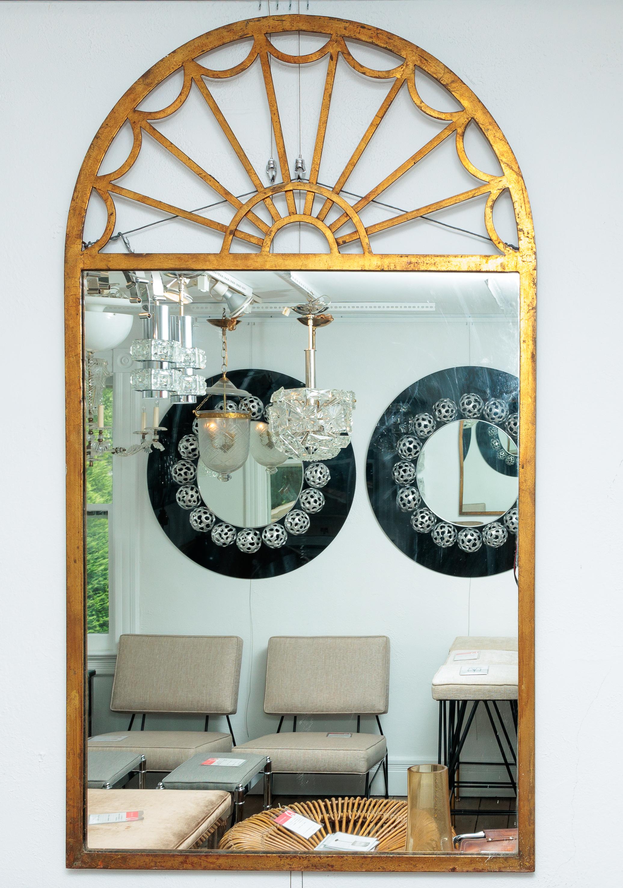 Italian Iron Gilt Palladium Style Mirror For Sale