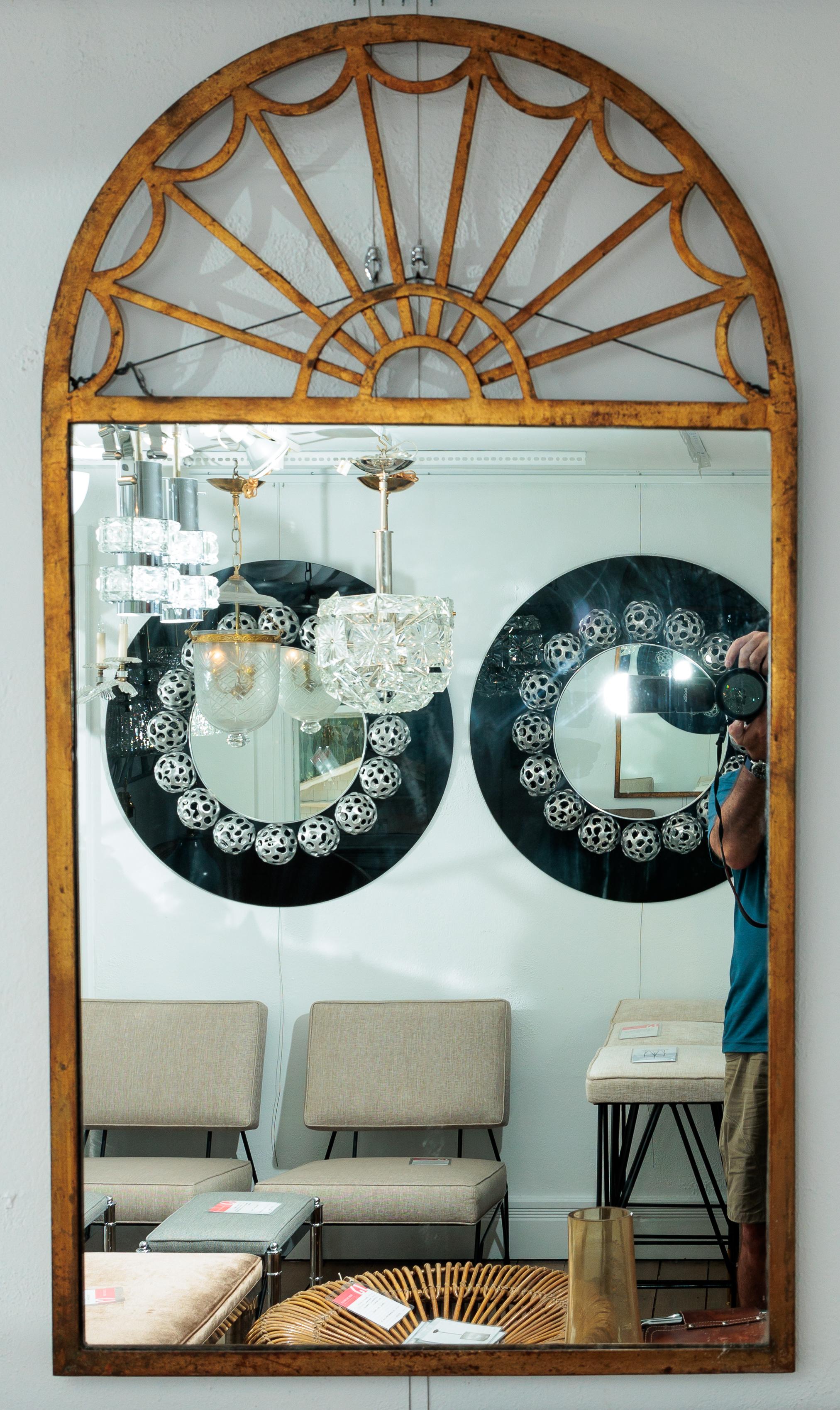 Iron Gilt Palladium Style Mirror In Good Condition For Sale In Bridgehampton, NY