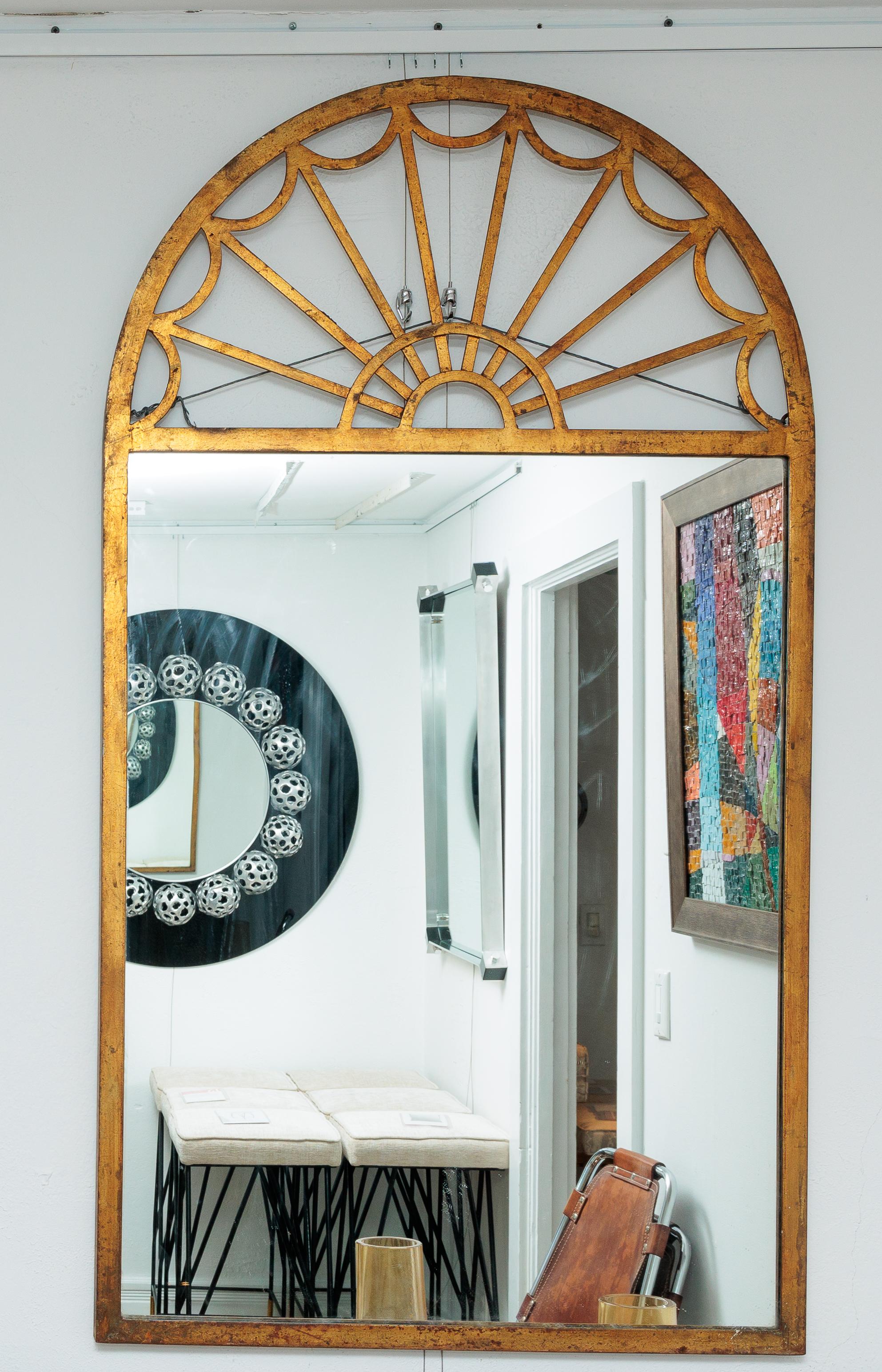 20th Century Iron Gilt Palladium Style Mirror For Sale