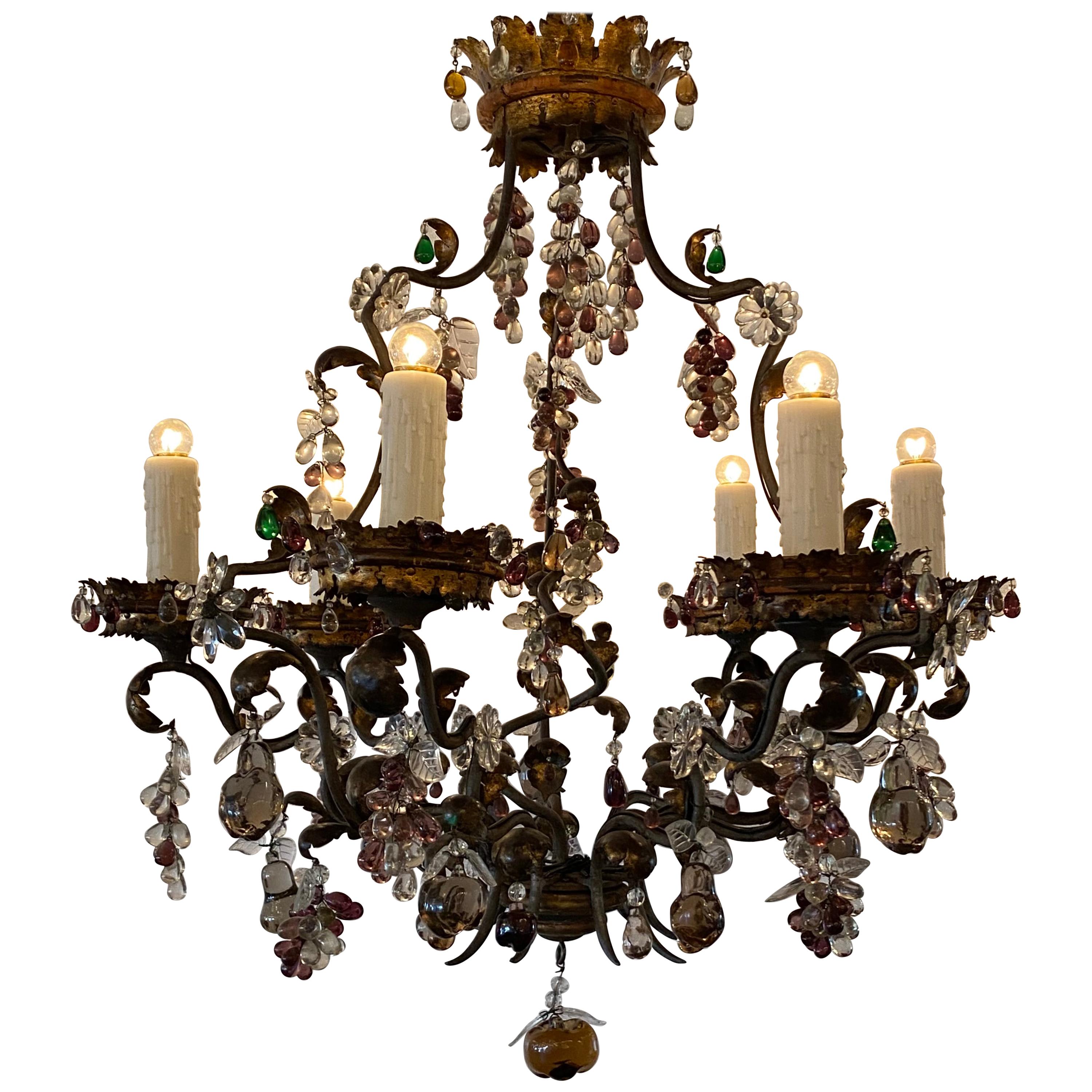 Iron and Gilt Tole Chandelier