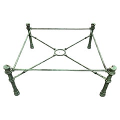 Iron & Glass Coffee Table in Faux Verdigris Finish After Giacometti
