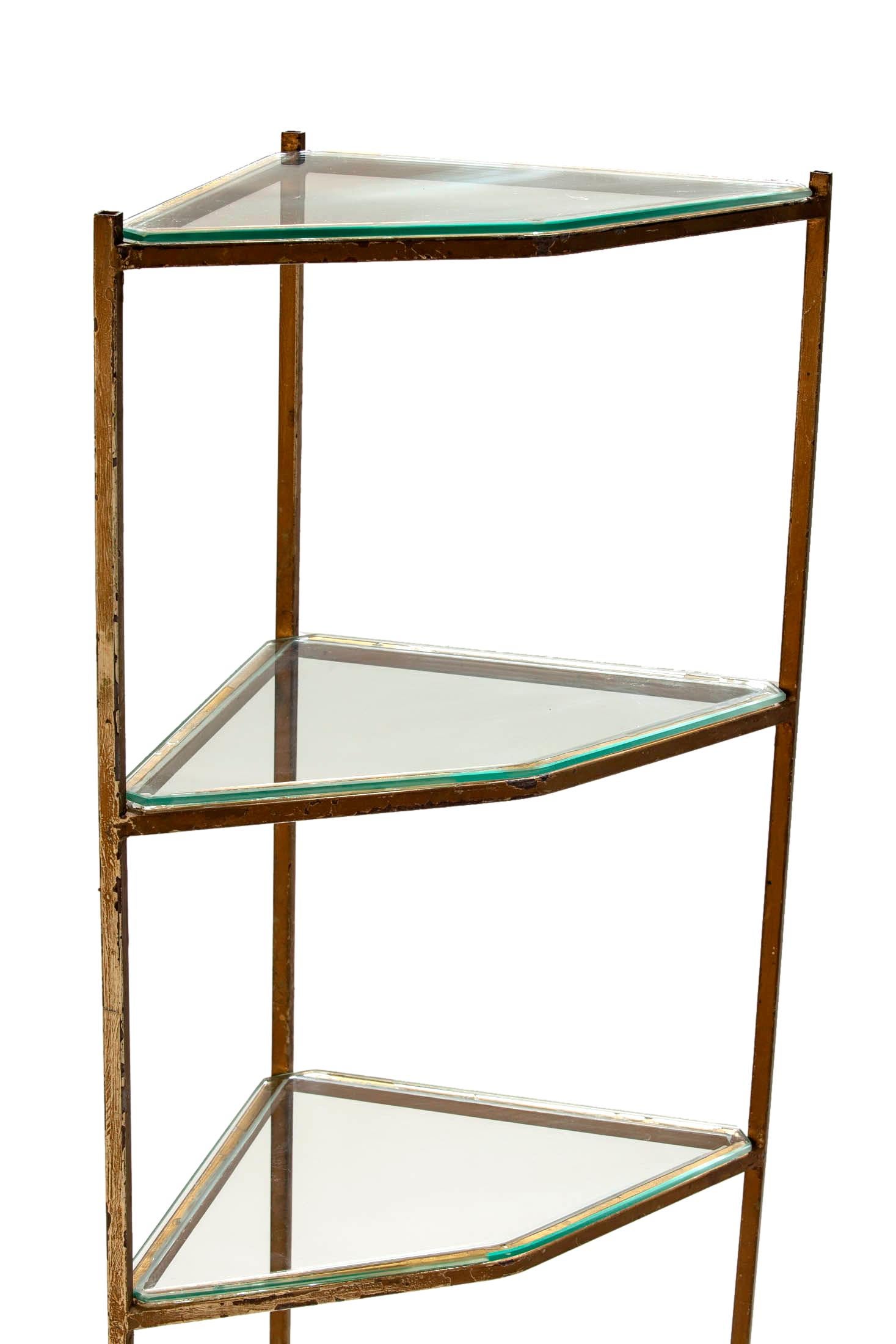 Forged Mid-century Iron & Glass Etagere