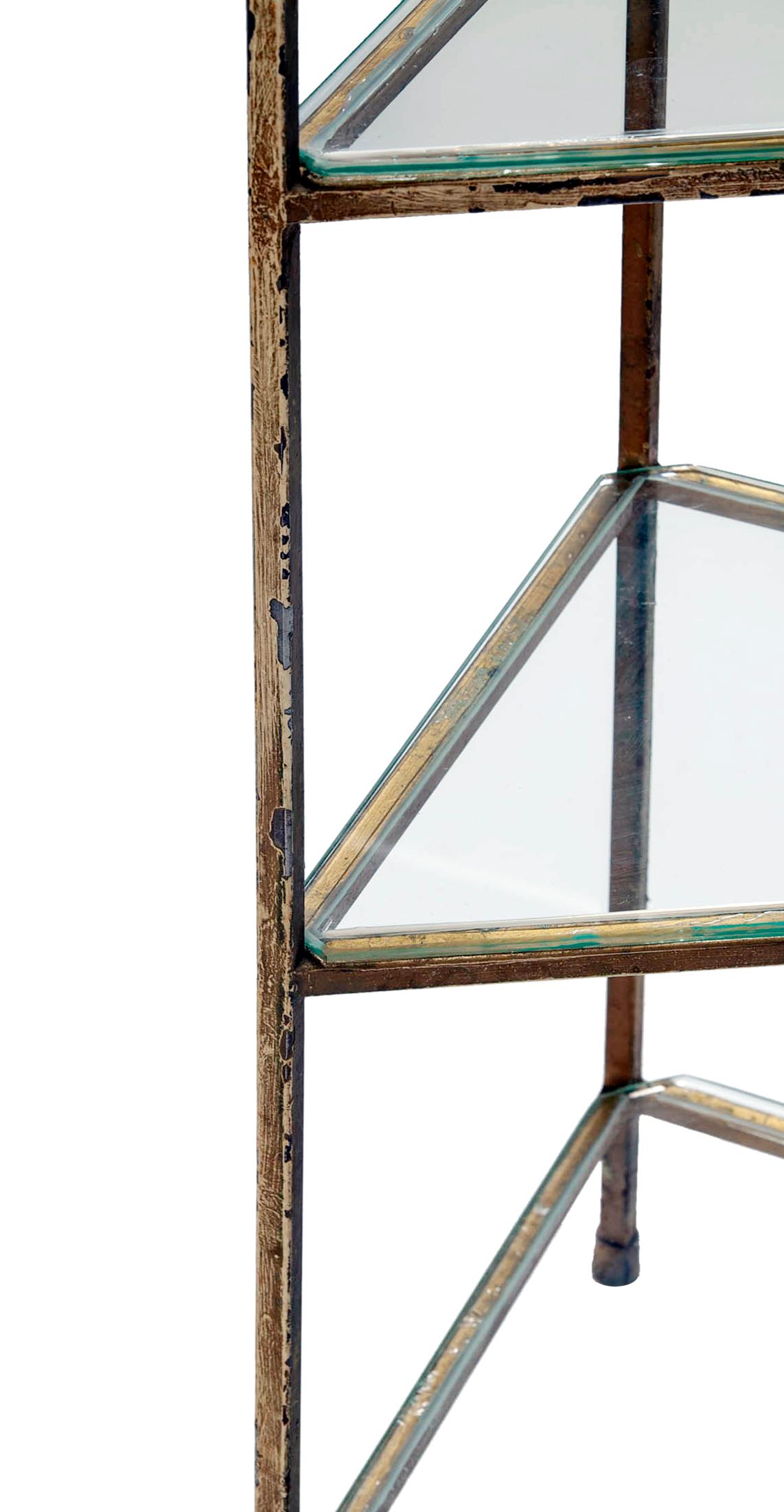 20th Century Mid-century Iron & Glass Etagere