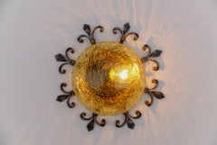 Iron Glass Flush Mount Ceiling / Wall Light, 1960s Germany