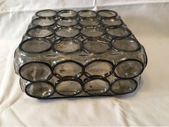 Iron Glass Square Flush Mount or Sconce by Glasshuette Limburg of Germany, 1960s