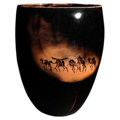 Iron-Glazed Camel Vase by Yasuhisa Nagira, Late 20th Century