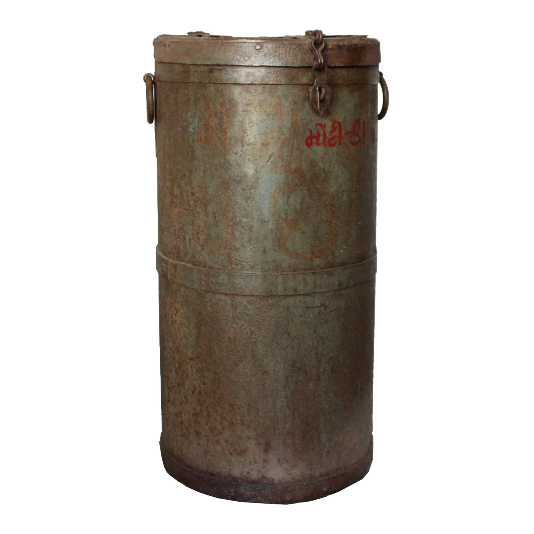 Iron storage container originally used to store grains, India, circa 1940s.