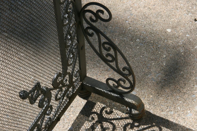 Iron Hand Forged Fireplace Screen 1920's For Sale 7