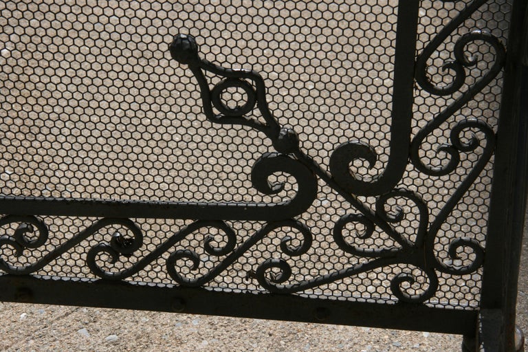 Iron Hand Forged Fireplace Screen 1920's For Sale 9