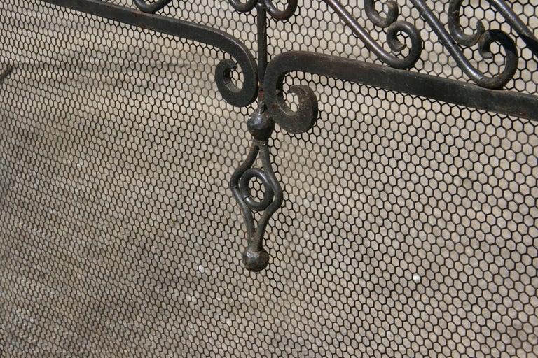 Iron Hand Forged Fireplace Screen 1920's For Sale 3
