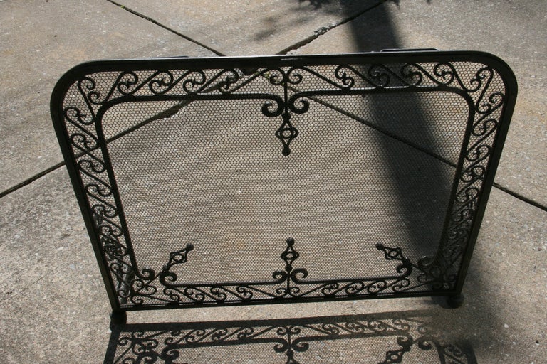 Iron Hand Forged Fireplace Screen 1920's For Sale 5