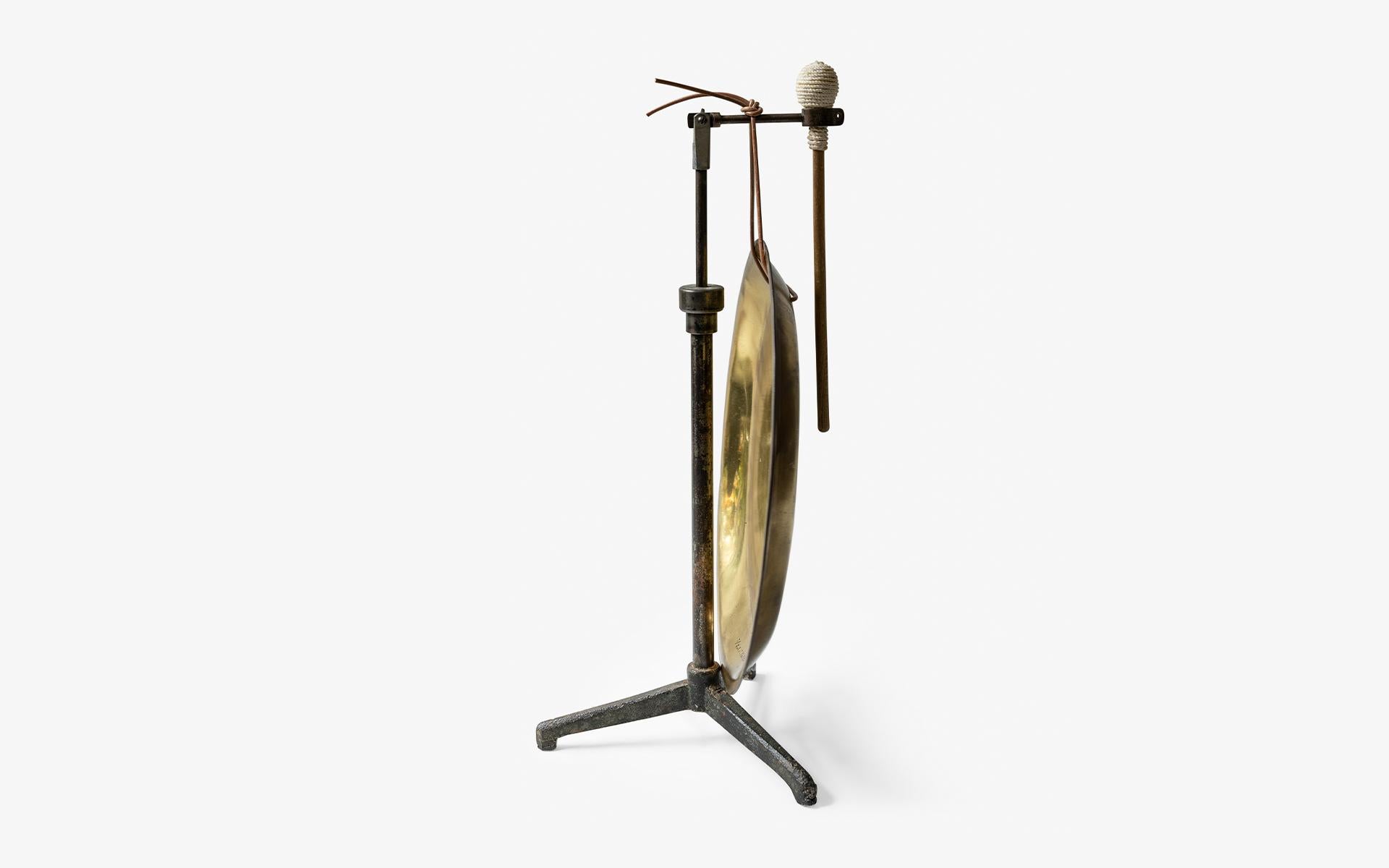 Turkish Iron Hanging Meditative Brass Gong Set For Sale