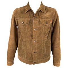 IRON HEART Size 44 Brown Corduroy Cotton Trucker Jacket