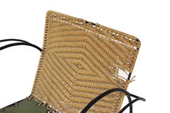 Iron Hoop Chair with Canvas Seat and Wicker Back- Unknown Designer