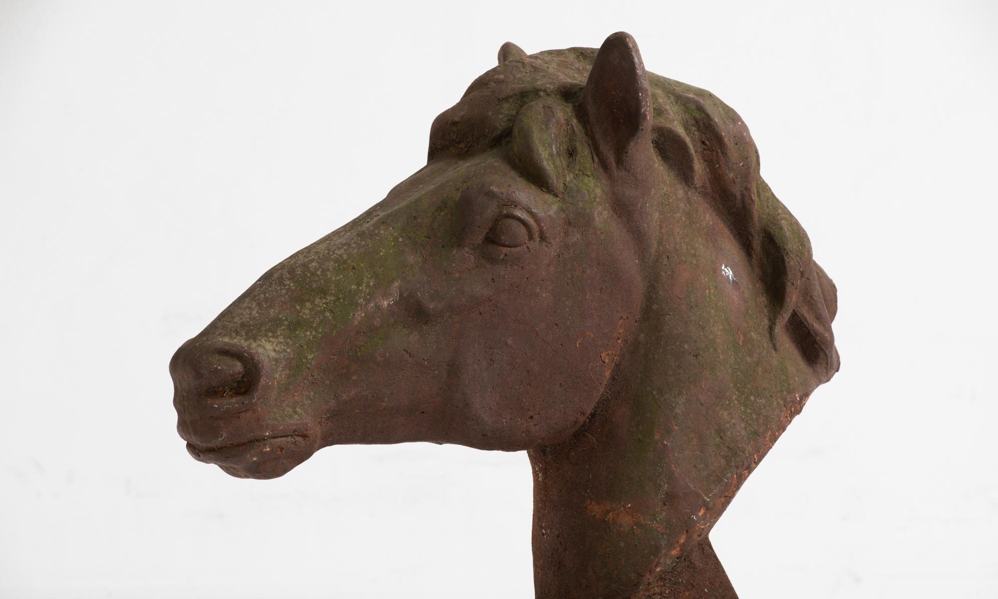 Cast Iron Horse Bust, England, circa 1960