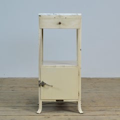 Iron Hospital Nightstand with Marble Top, 1930's