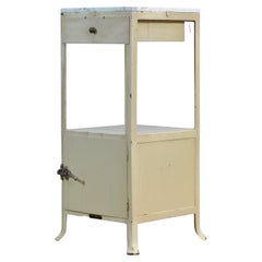 Iron Hospital Nightstand with Marble Top, 1930's