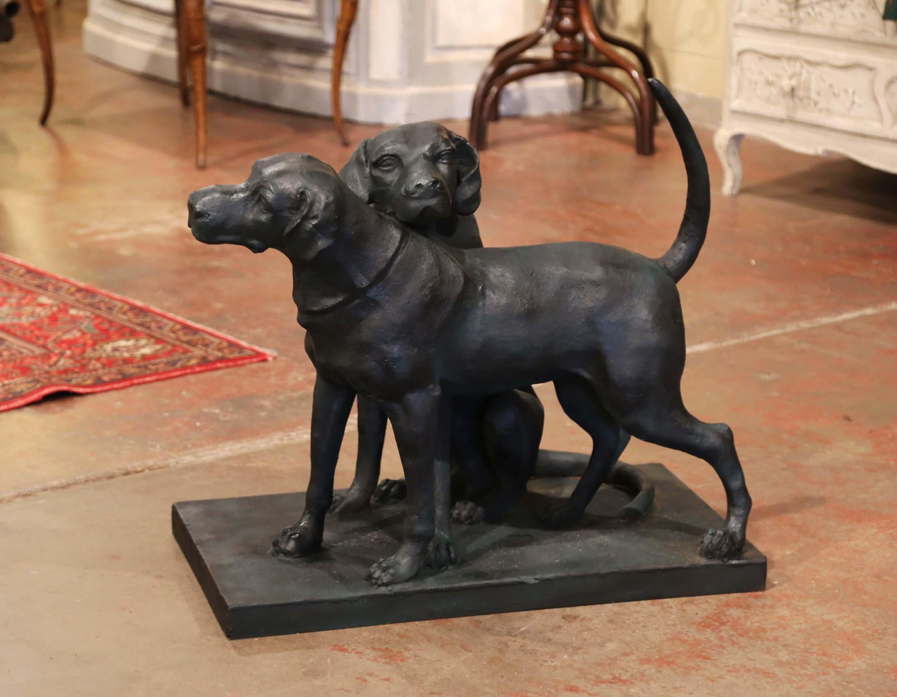 French Iron Hunt Labradors Retrievers Sculpture Composition