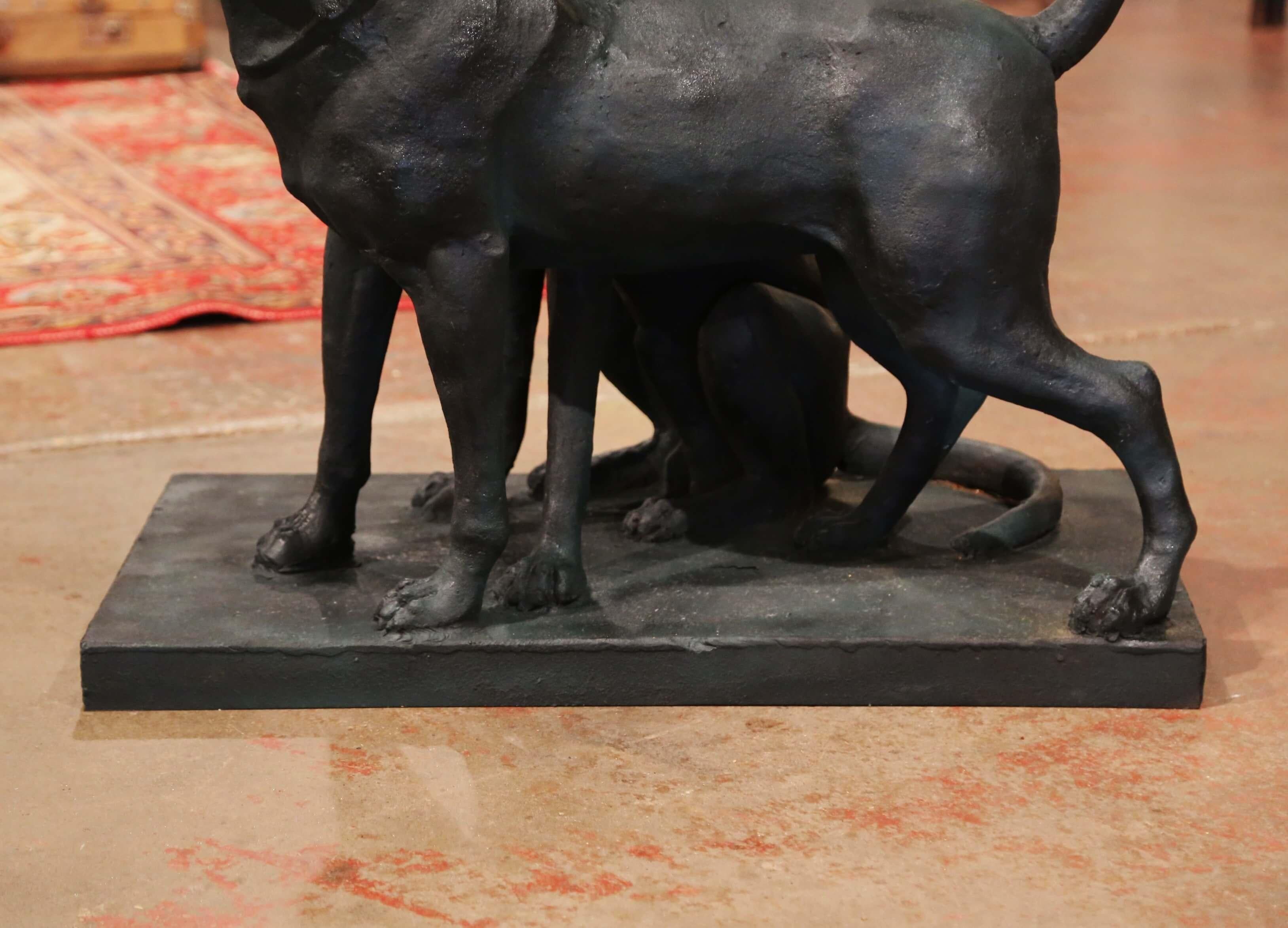 Iron Hunt Labradors Retrievers Sculpture Composition In Excellent Condition In Dallas, TX