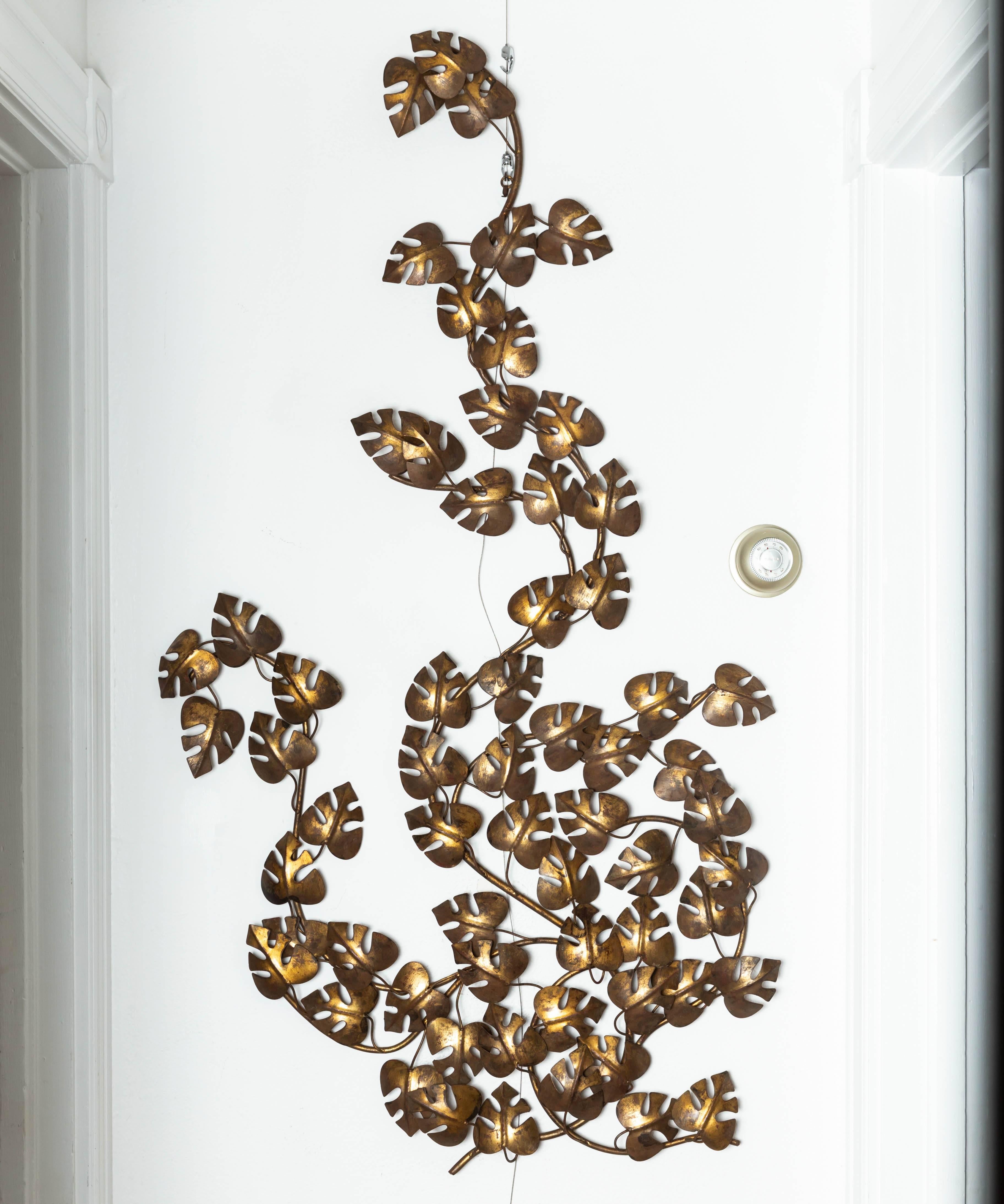 Mid-Century Modern Iron Leaf Wall Sculpture For Sale