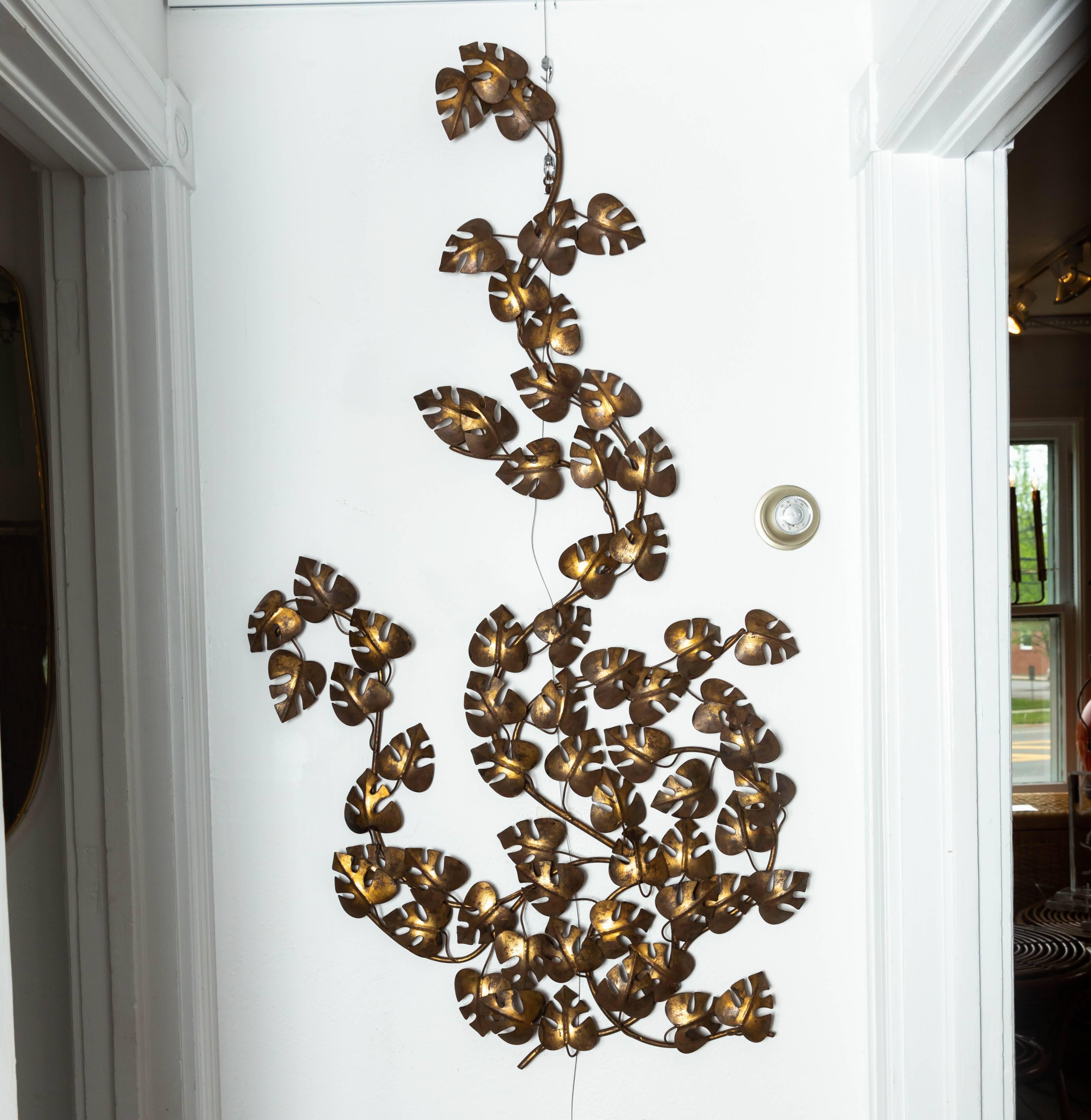 20th Century Iron Leaf Wall Sculpture For Sale