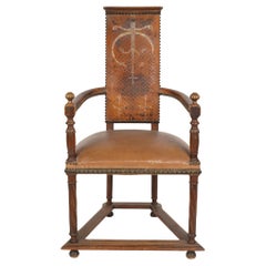 Antique Iron & Leather Armchair