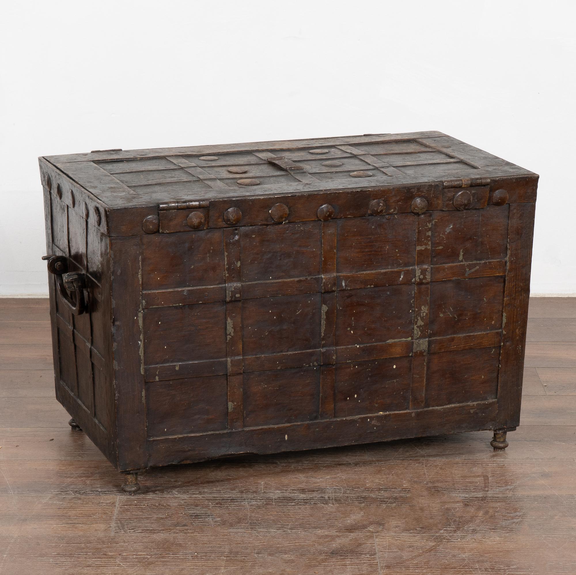 Iron Lock Box Safe Side Table, Denmark circa 1800-40 5