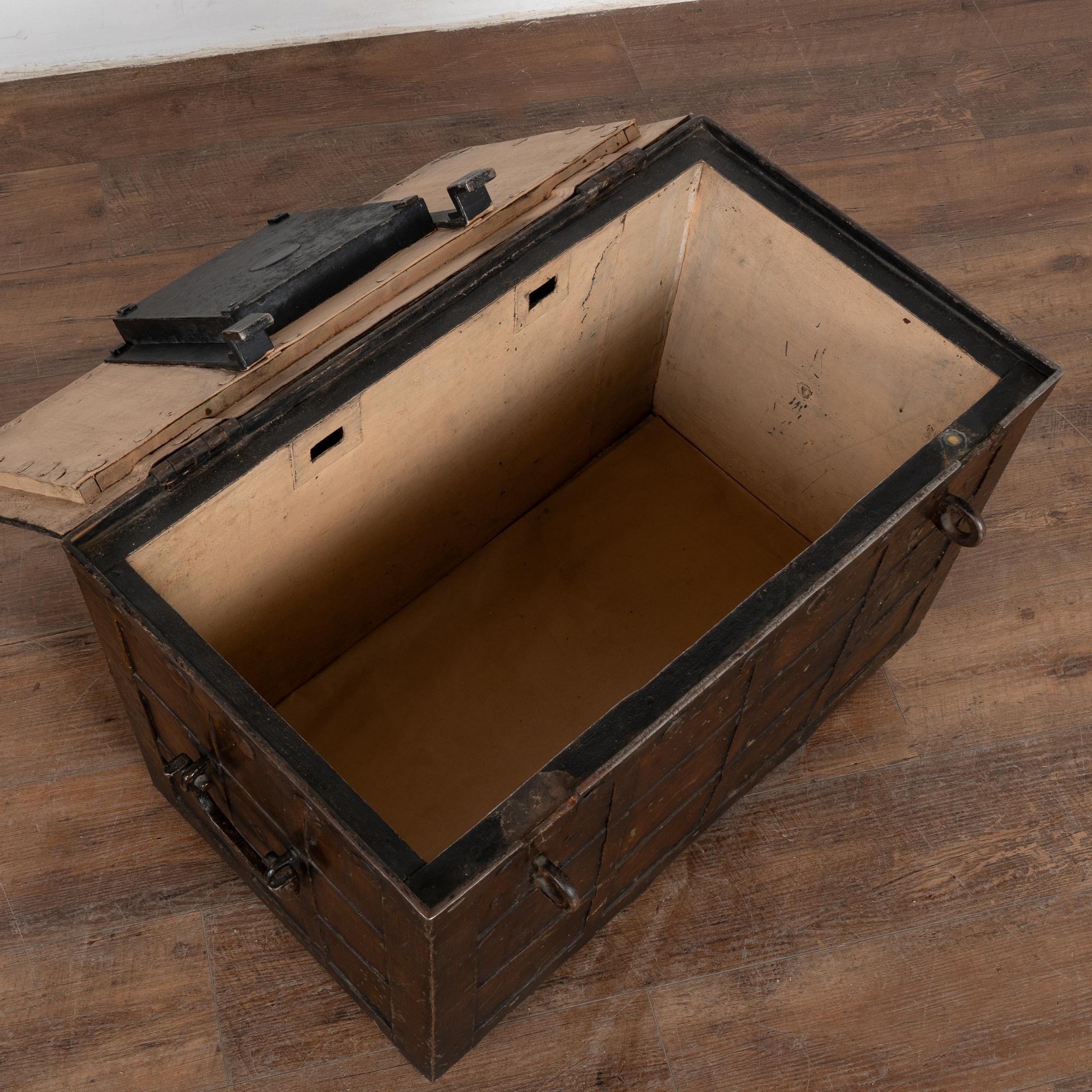 Victorian Iron Lock Box Safe Side Table, Denmark circa 1800-40