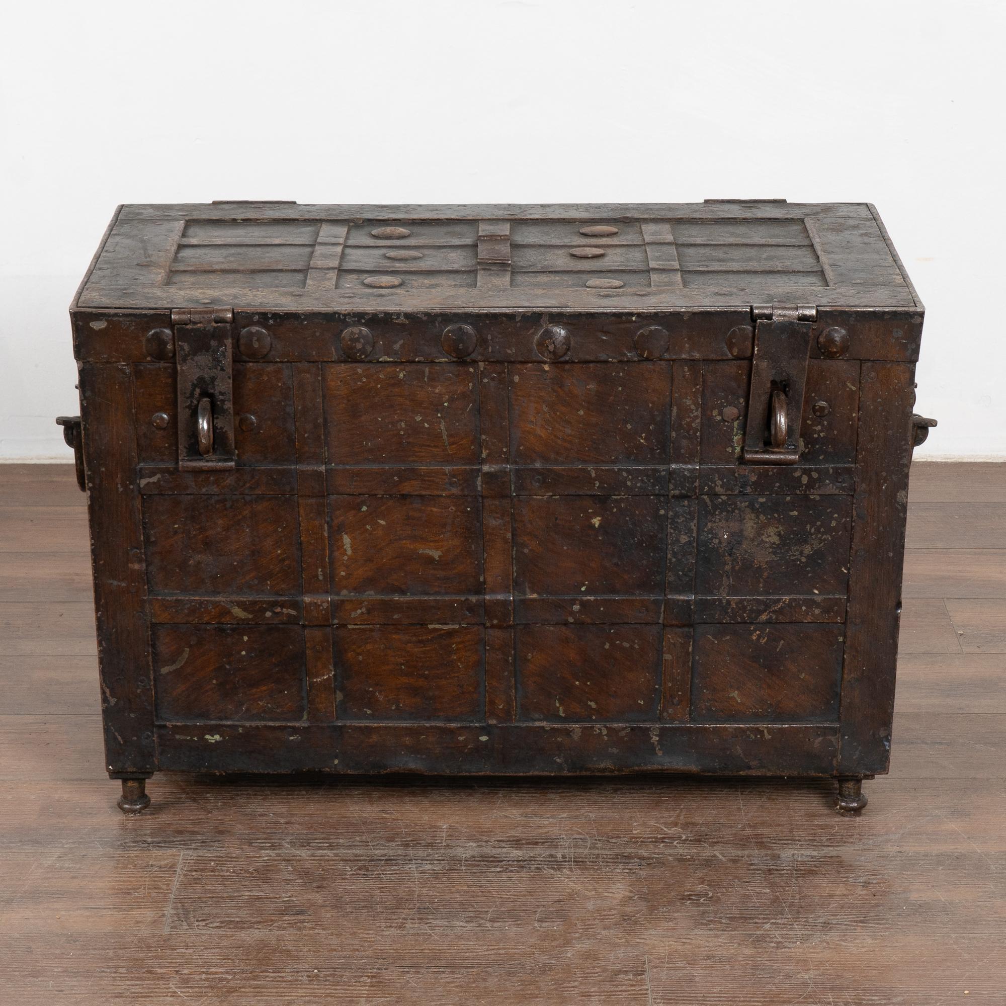 Danish Iron Lock Box Safe Side Table, Denmark circa 1800-40
