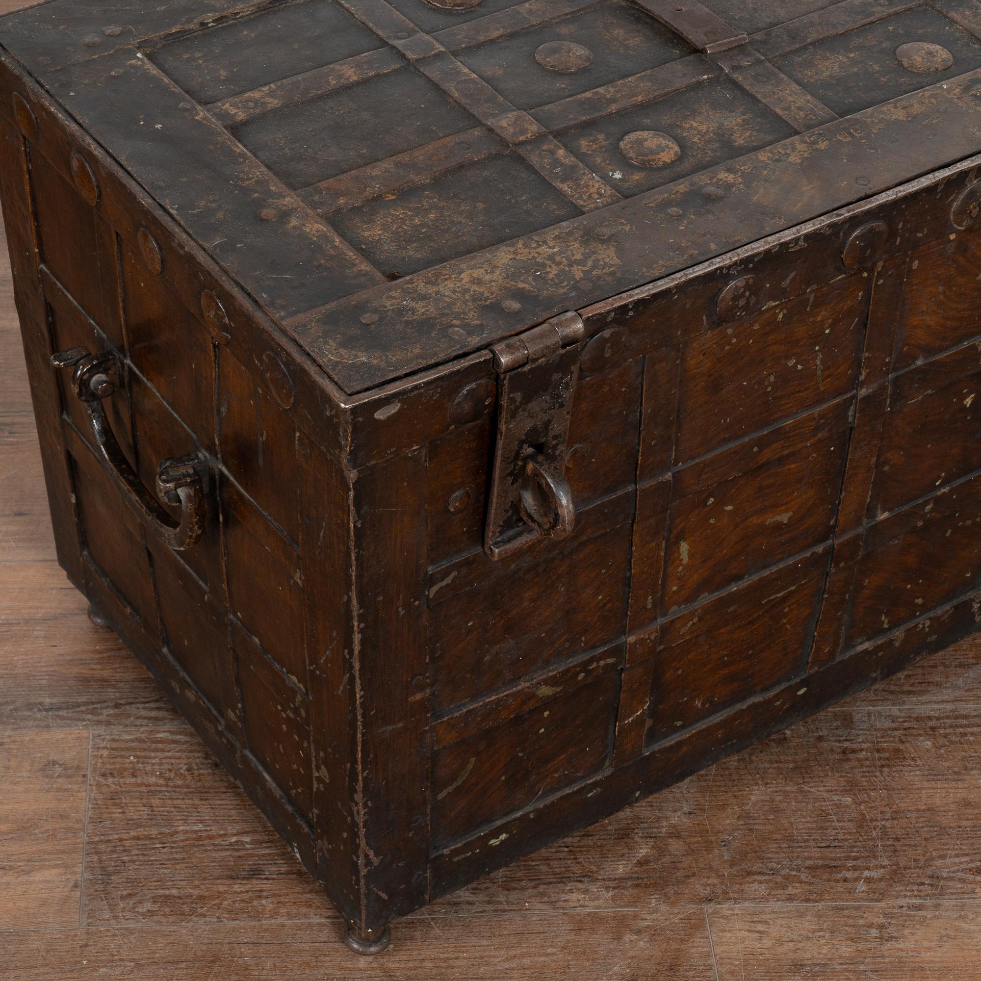 19th Century Iron Lock Box Safe Side Table, Denmark circa 1800-40
