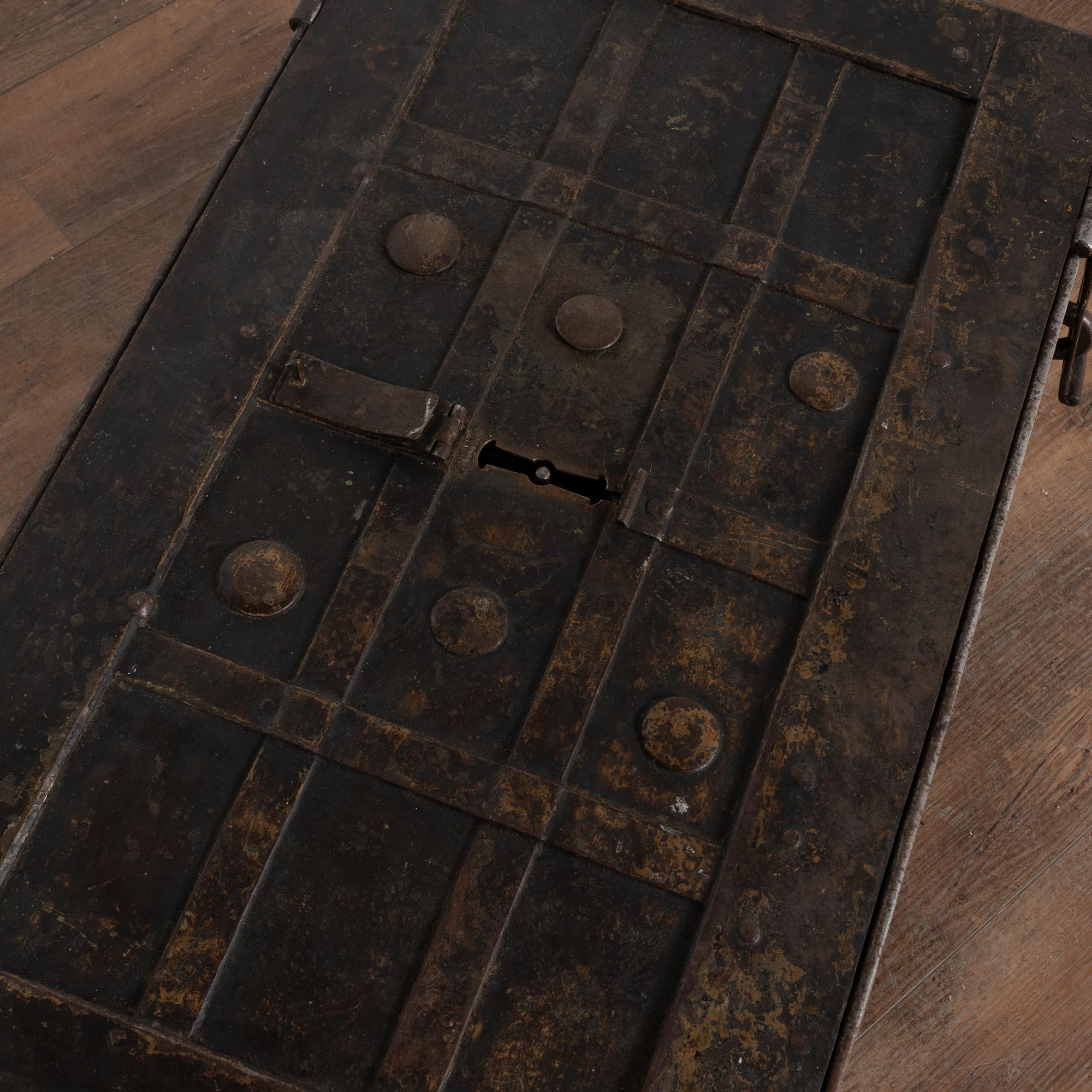 Iron Lock Box Safe Side Table, Denmark circa 1800-40 1